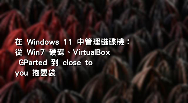 在 Windows 11 中管理磁碟機：從 Win7 硬碟、VirtualBox GParted 到 close to you 抱嬰袋